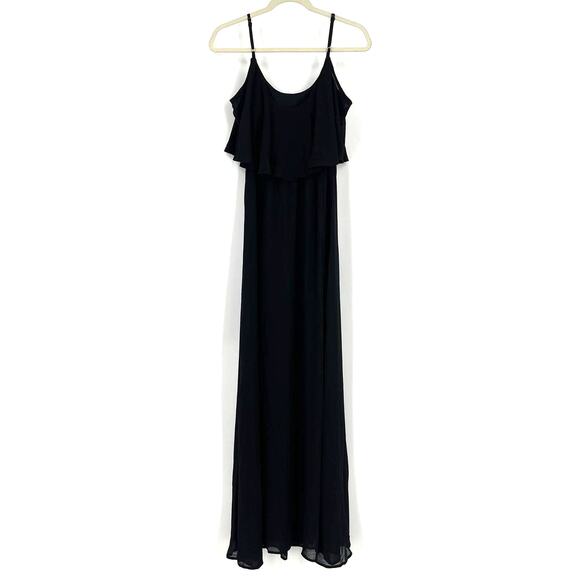 Show Me Your MuMu Caitlin Ruffle Maxi Dress Black Chiffon XXS NWT - Picture 3 of 8
